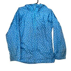 Lands End Kids Blue Floral Hooded Jacket Size M